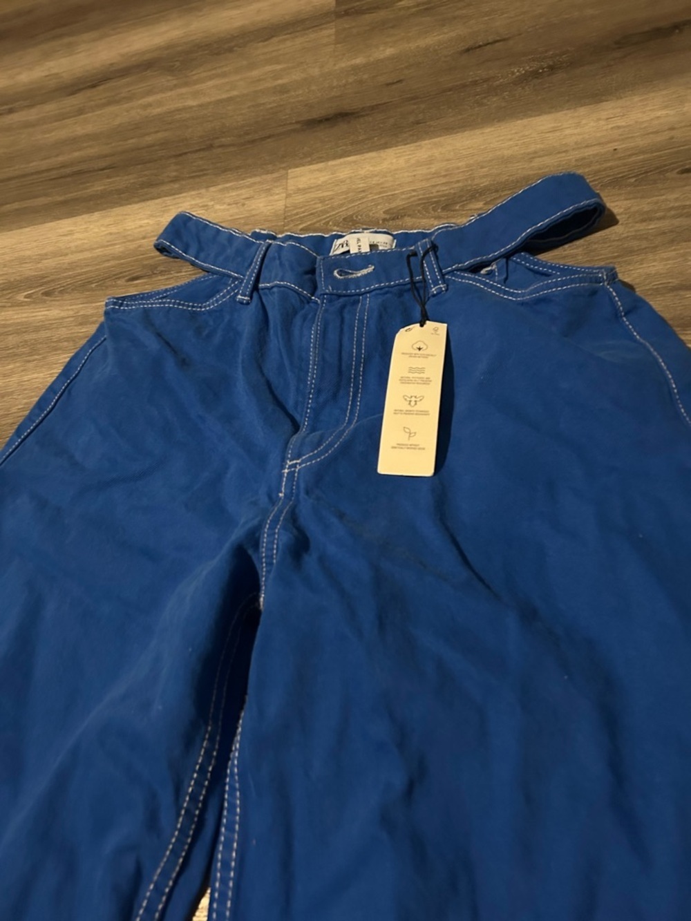 Zara Royal Blue Wide-Leg Jeans - Picture 6 of 6